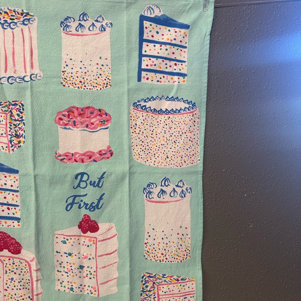 Anthropologie ‘But First’ Cake Pattern Tea Towel - Picture 7 of 9